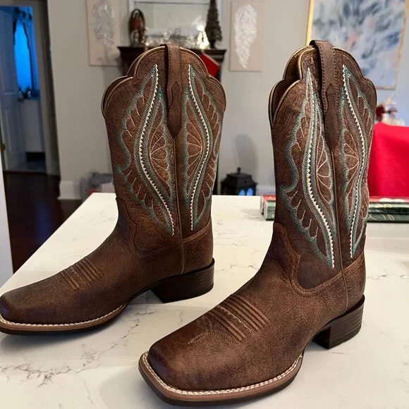NWT Ariat Brown Leather Western Cowboy Boots — Women’s US 7B - Picture 3 of 6